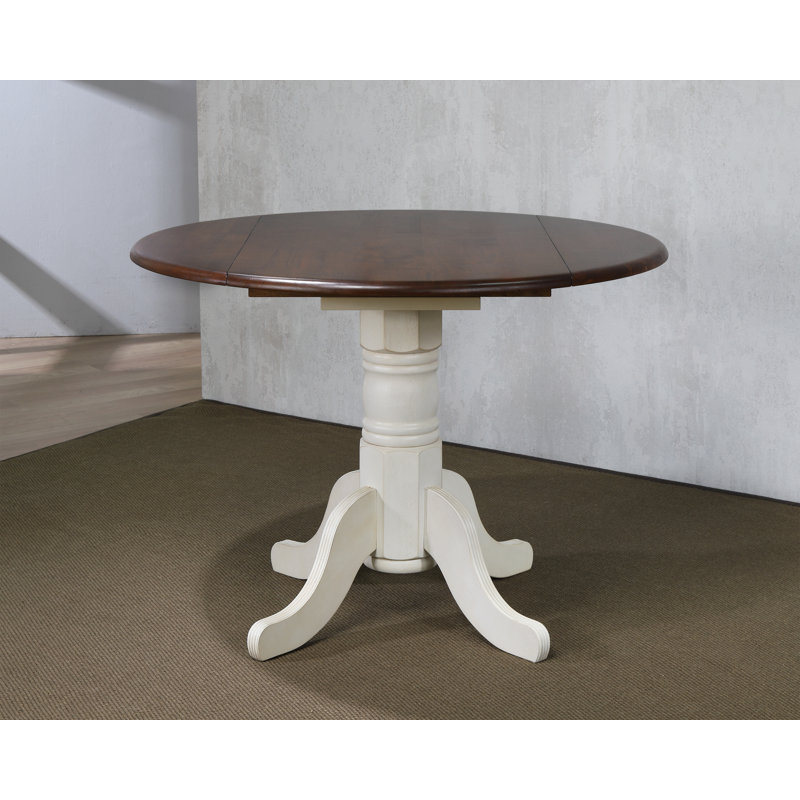 One Allium Way® Azizi Drop Leaf Rubberwood Solid Wood Pedestal Dining